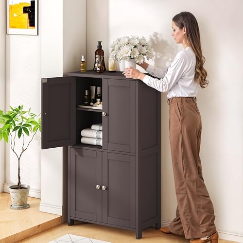 Brown Freestanding Storage Cabinet with 4 Doors A430