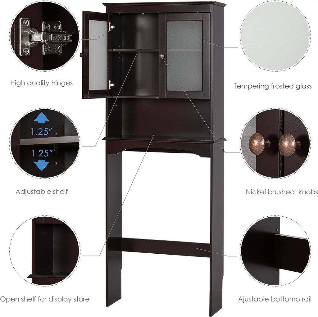 Over The Toilet Storage Cabinet with Glass Doors W3660