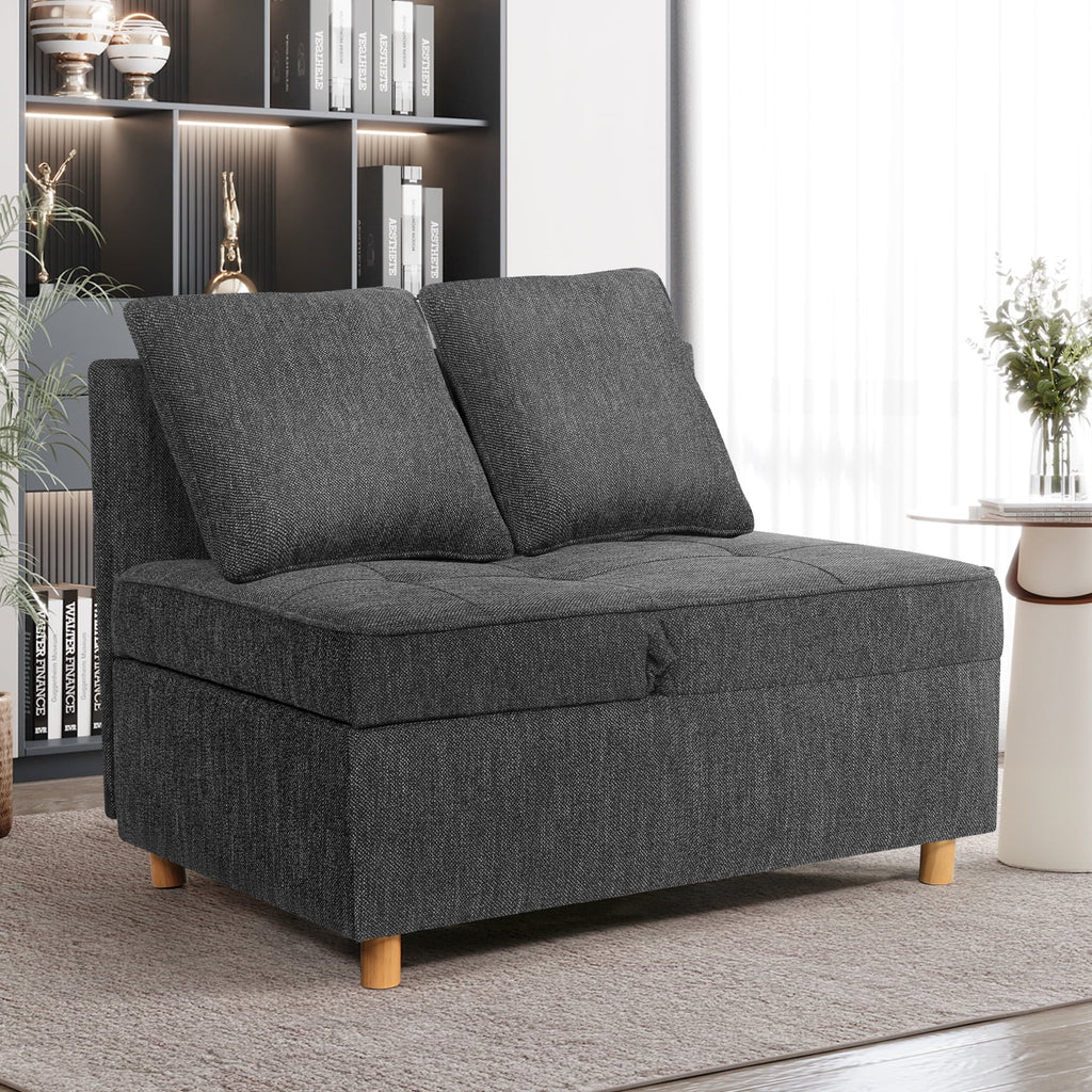 Black Convertible Sofa Bed Chair with 2 Pillows A35609