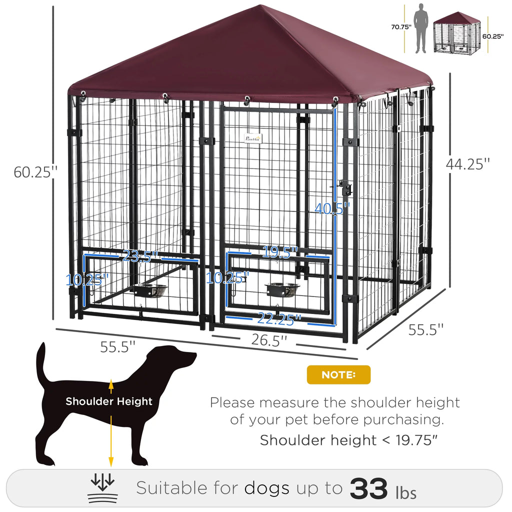 5' x 5' x 5' Outdoor Dog Kennel with Canopy S3755