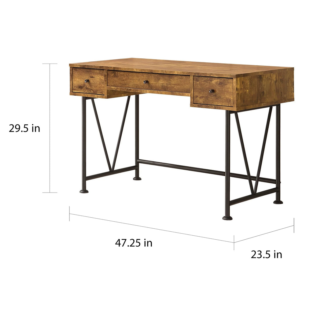 Antique Nutmeg and Black 3-drawer Writing Desk Y52138