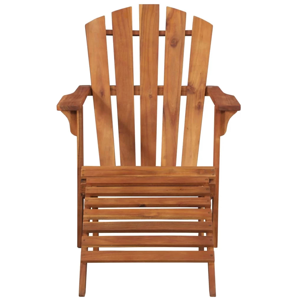 Brown Acacia Wood Adirondack Chair with Footrest J17376