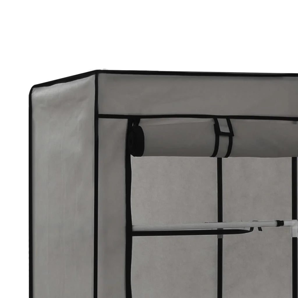 Gray Wardrobe with Compartments and Rods H978219