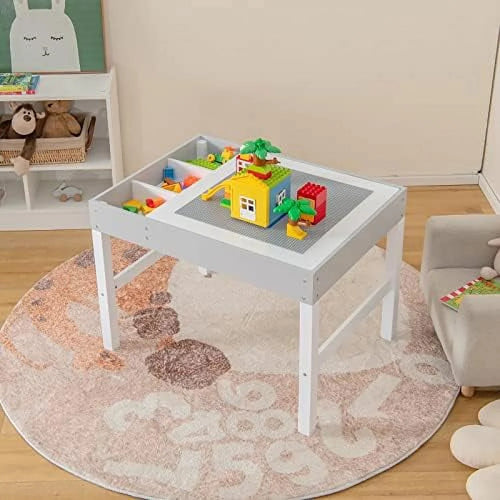 2 in 1 Toddler Wooden Activity Table with Paper Roll White K4188