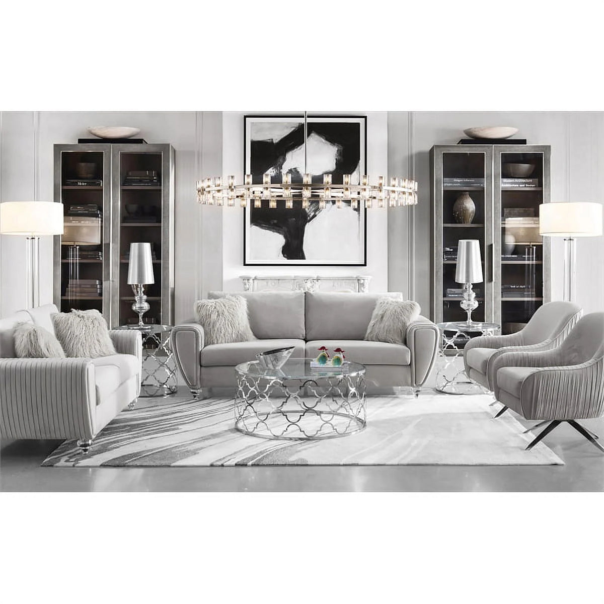 Fabric Loveseat in Light Gray D250370