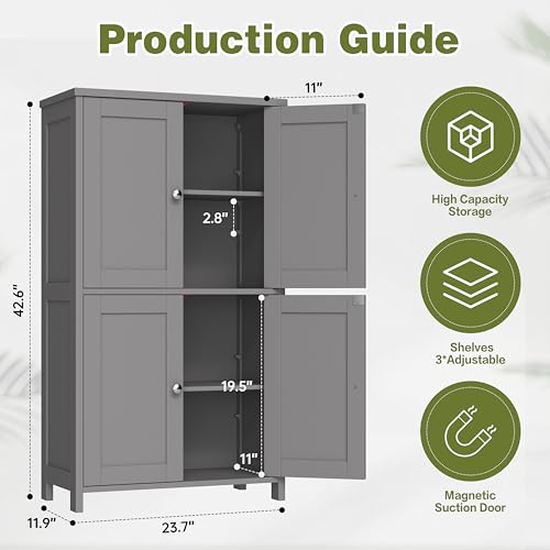 Brown Freestanding Storage Cabinet with 4 Doors A430