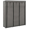 Gray Wardrobe with Compartments and Rods H978219