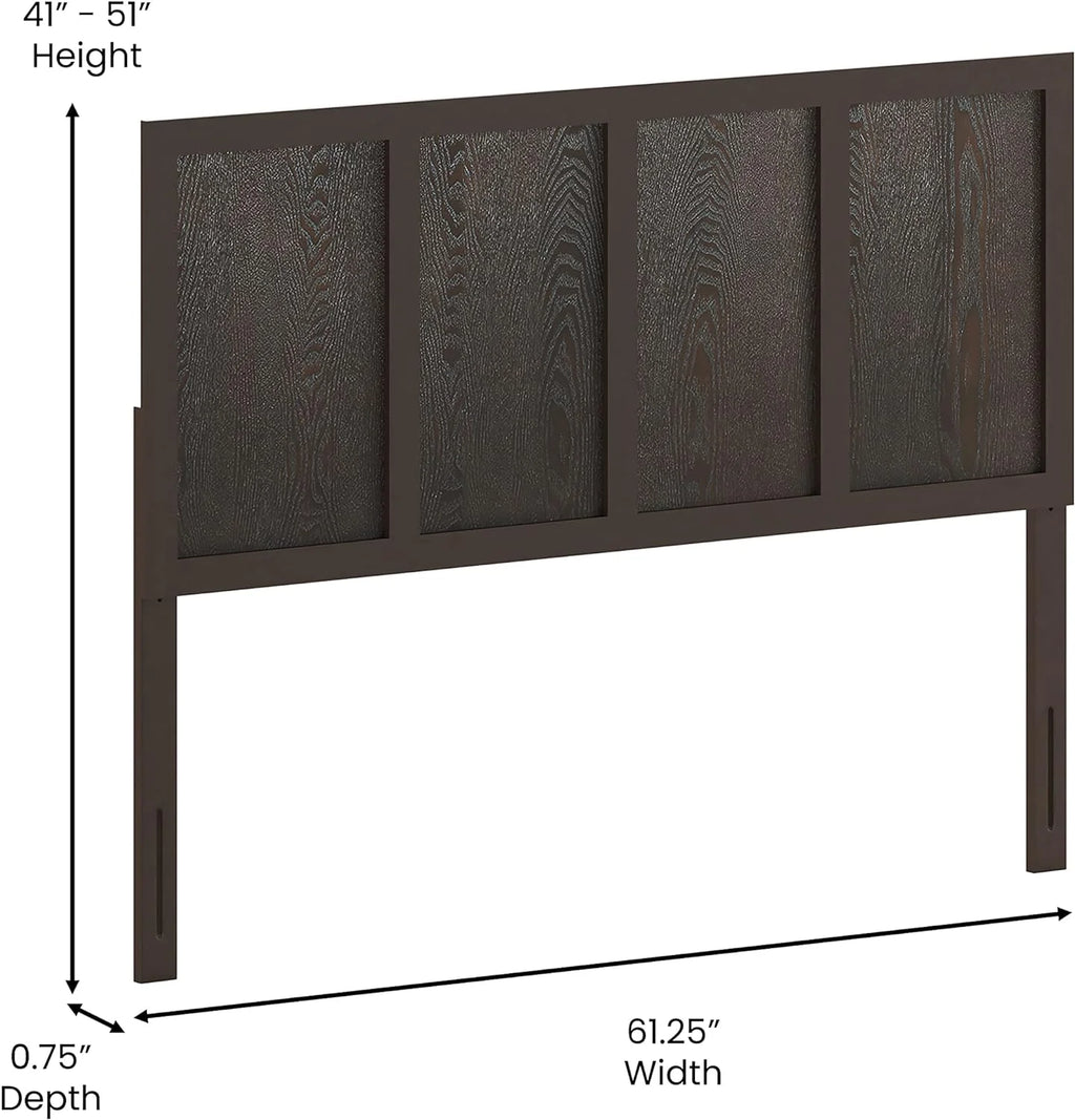 Queen Size Dark Brown Wooden Adjustable Headboard I555