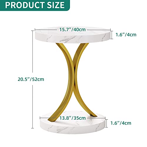 Round Faux Marble Side Table Set of 2 D4838
