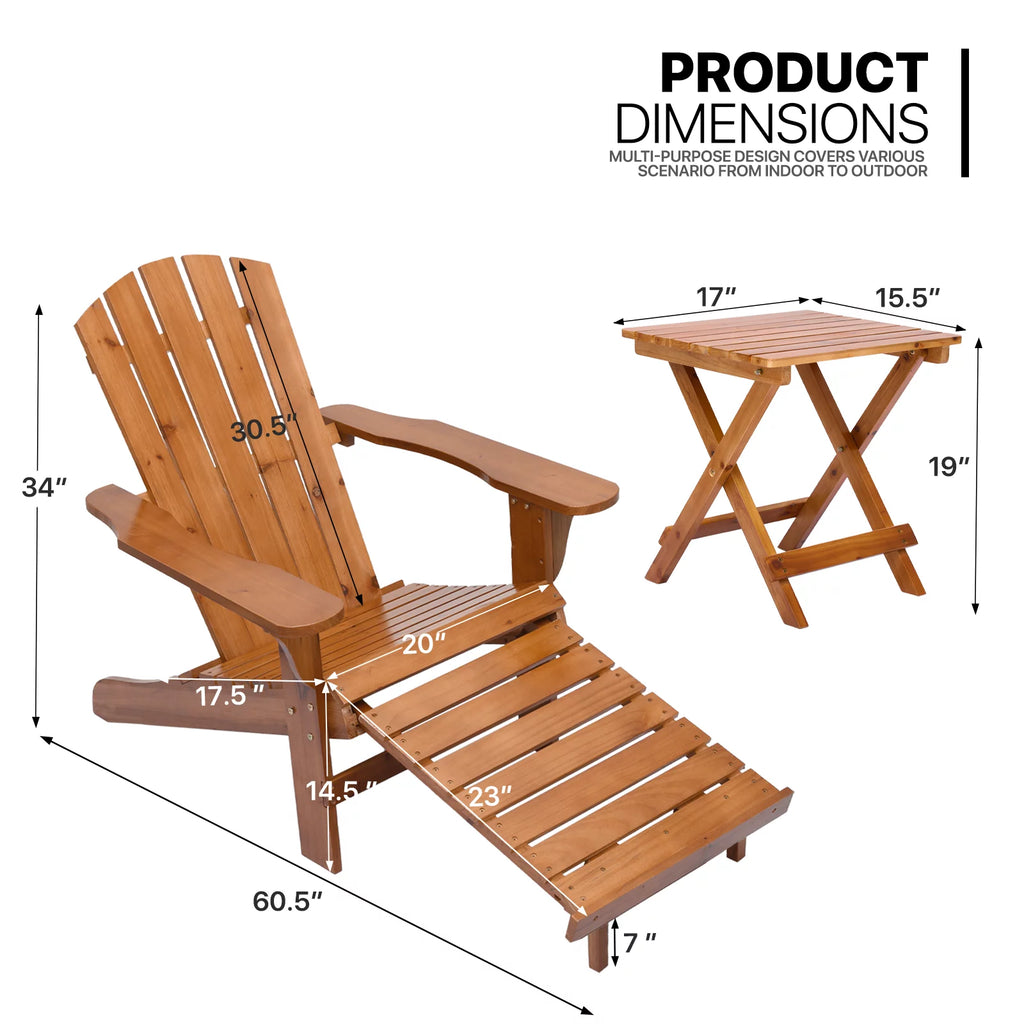 Set of 3 Adirondack Chairs with Side Table O1708