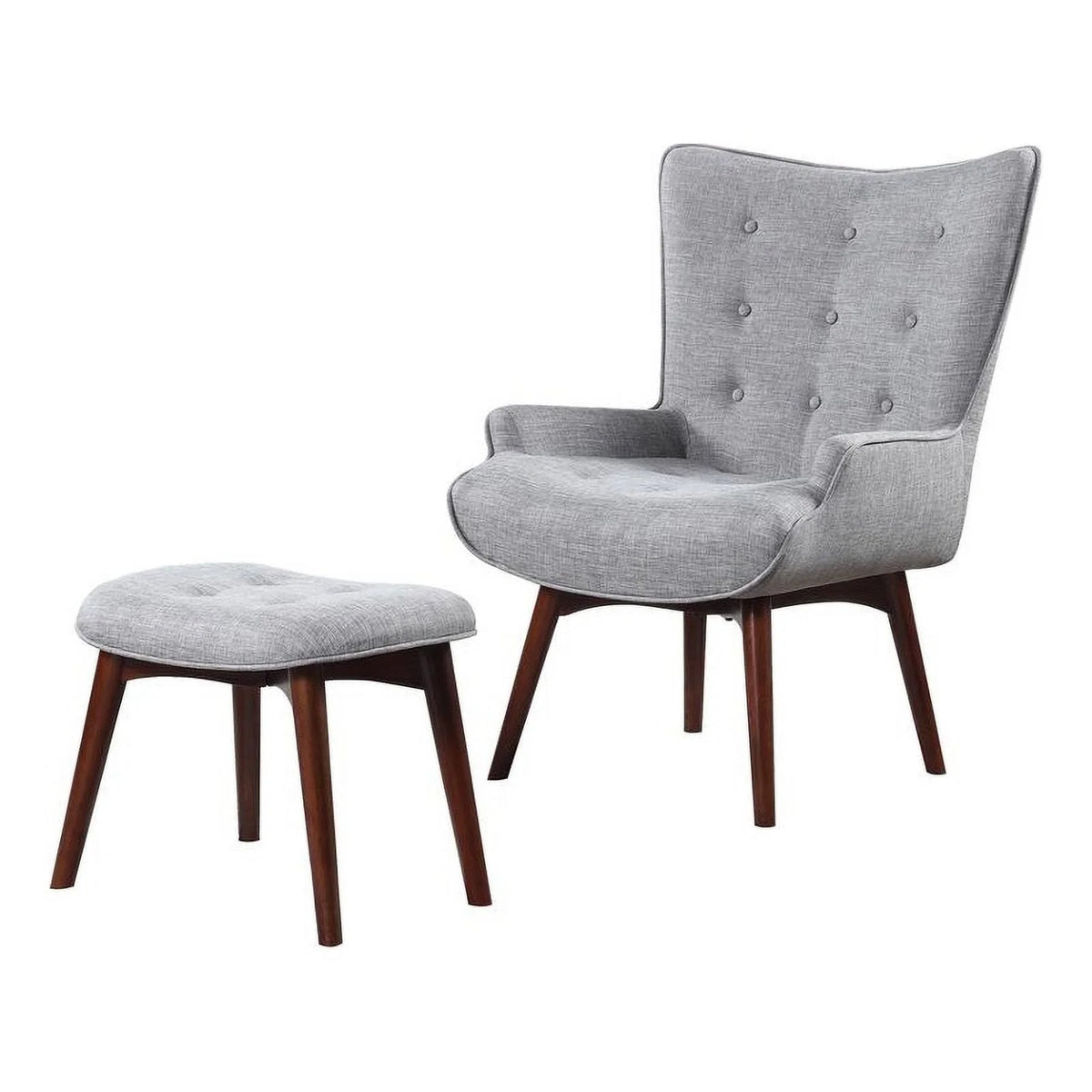 Grey and Brown Upholstered Accent Chair with Ottoman G574924